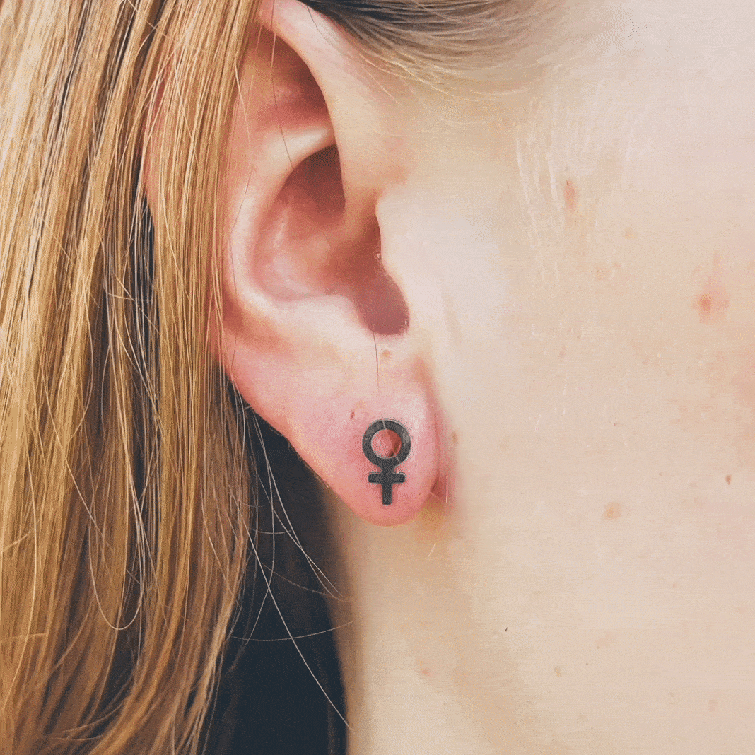 Judith Small Black Oxidized Earrings