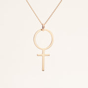 Rosa Feministhänge 18k guld - Feministsmeden