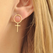 Rosa Feministörhängen 18k guld - Feministsmeden