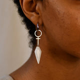 Snow Quartz Hoop Feminist Earrings